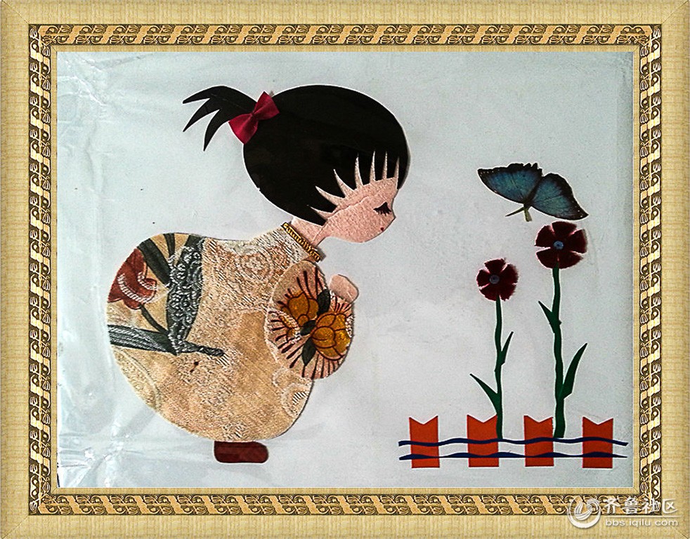 老教师胡君玺制作的布艺剪贴画