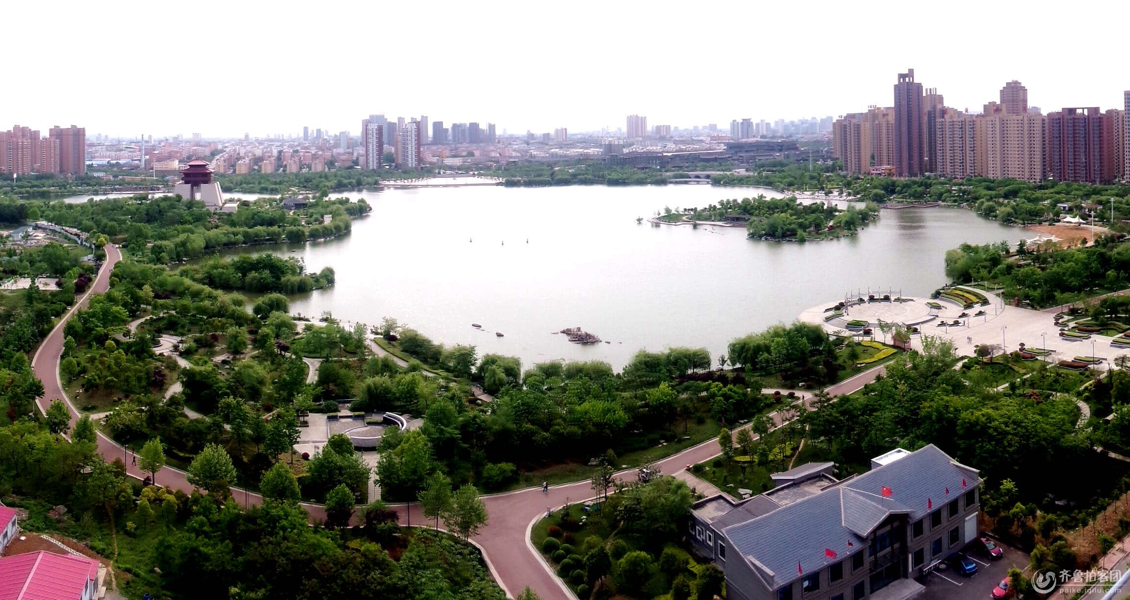 鸟瞰东湖 枣庄拍客 齐鲁社区 山东最大的城市生活社区,山东广播